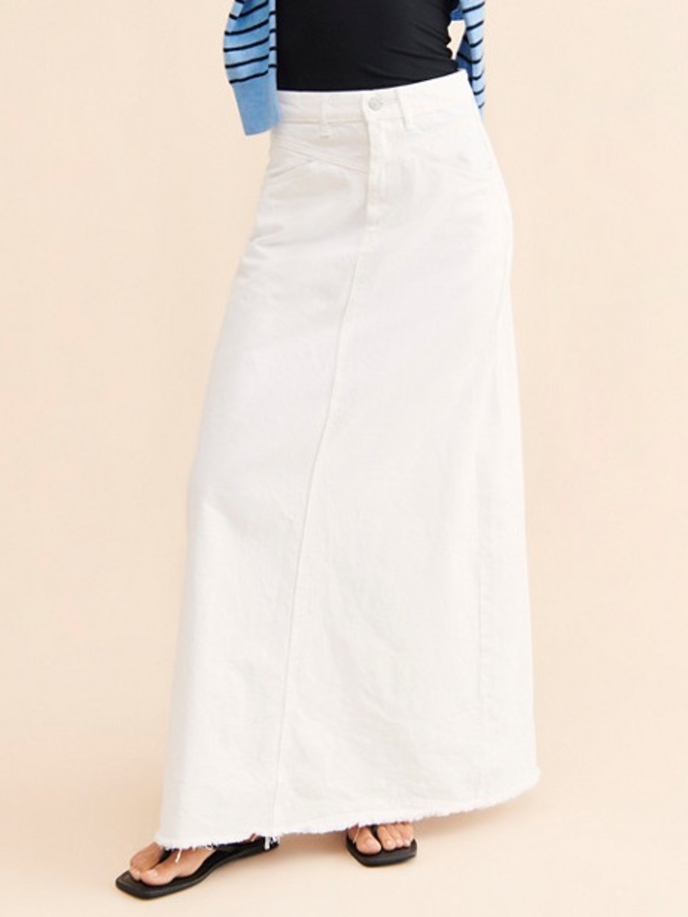 Free people We the free come As You Are Denim Maxi Skirt white size 4 New READ